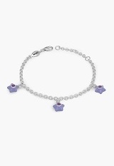 very nice small silver enamel June baby birthstone bracelet